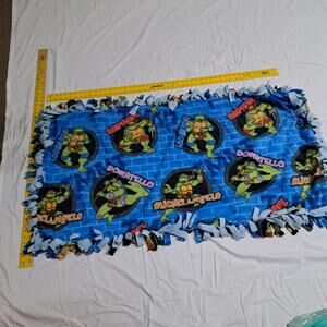 Handmade Dbl Fleece Tie Blanket Baby, Crib, Stroller, Car Seat Ninja turtles